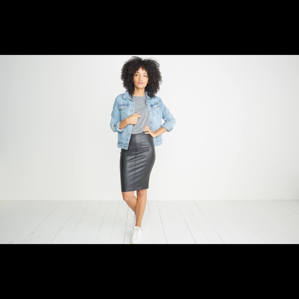 Marine Layer Black Faux Leather Skirt XS